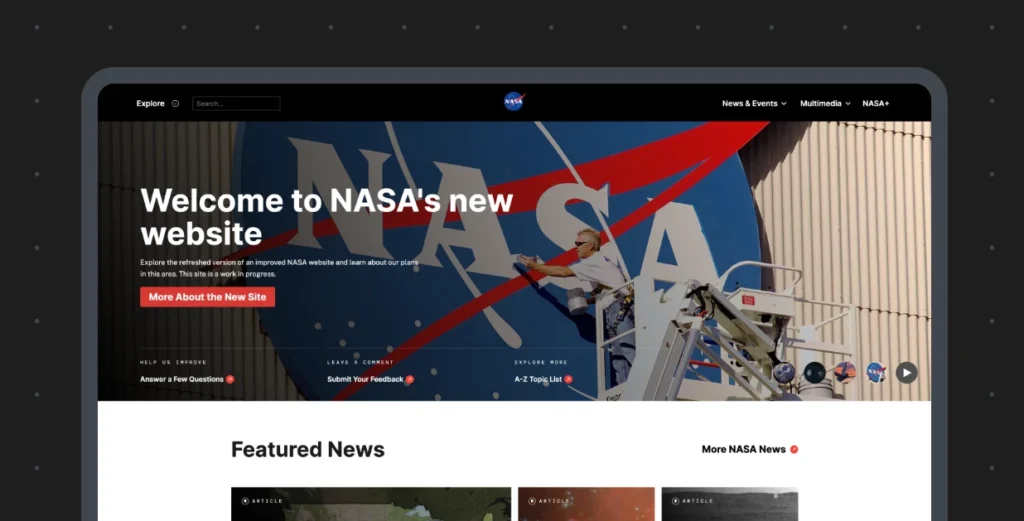 wordpress showcase nasa website