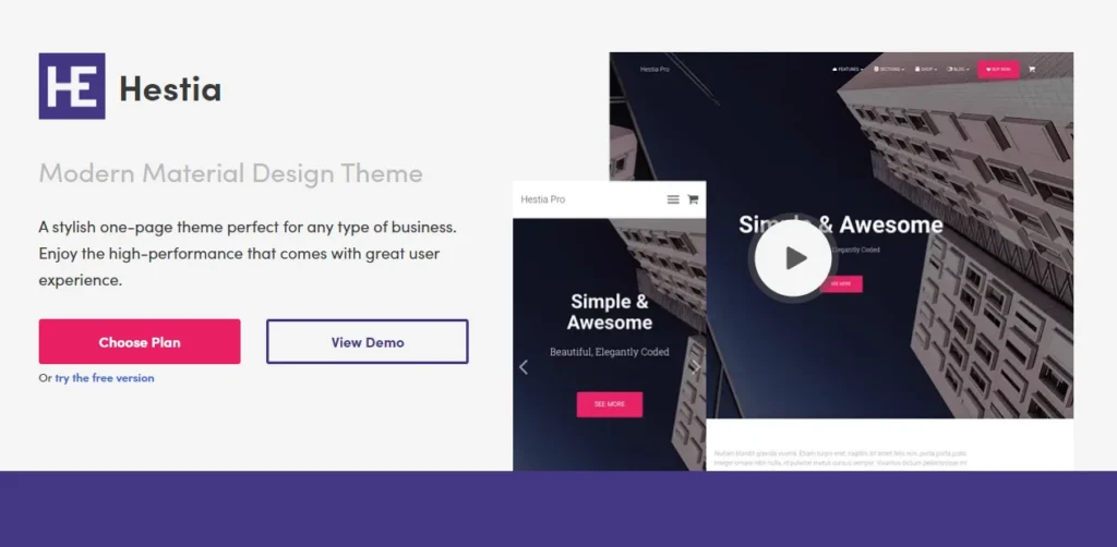 hestia-wp-theme main page