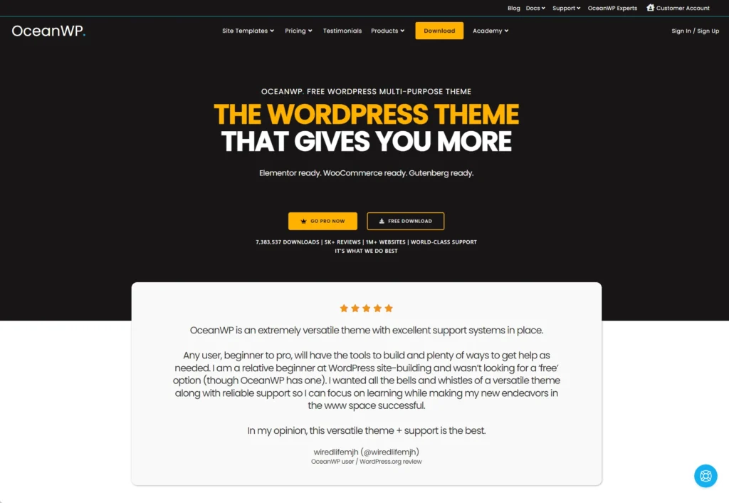 wordpress-ocean-theme main page